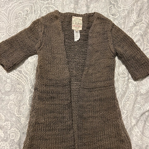 100% Peruvian Coton Organic Hand Made Brown Cardigan Size Small - Picture 1 of 3